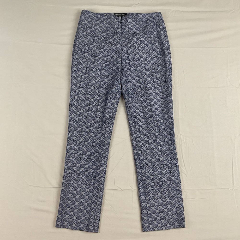 Peace Of‎ Cloth Women's Pants Size 2 Blue Damask